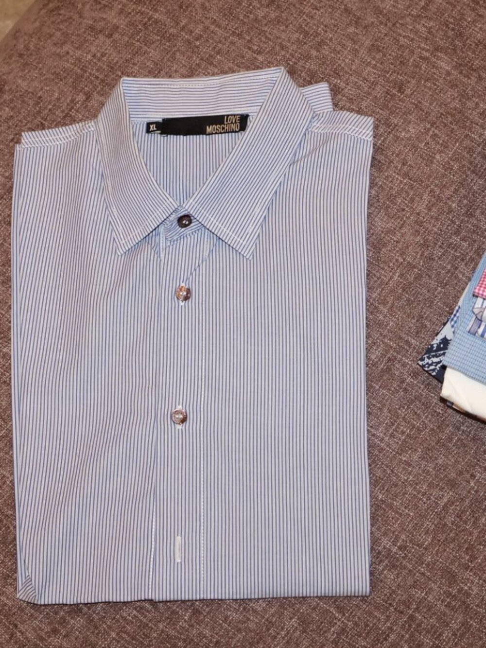 Love Moschino Blue Fine Stripe Button Up Shirt XL